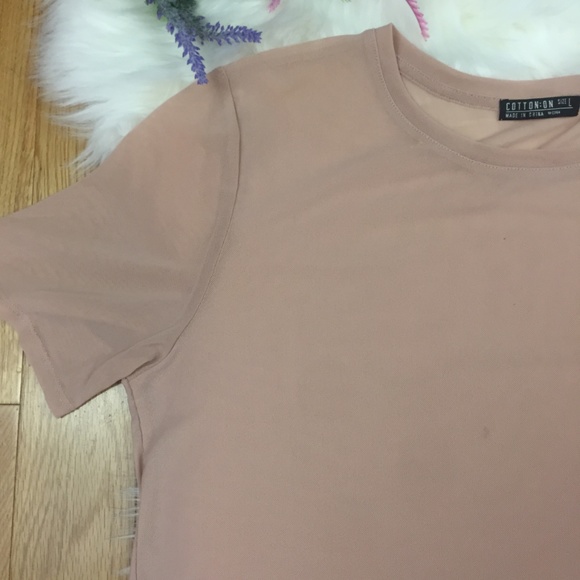 Cotton On Sheer Light Pink/Coral Mesh Boxy T-Shirt - Picture 3 of 7